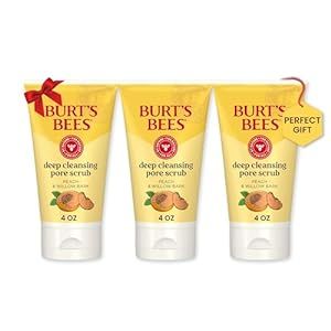 Burt's Bees Peach and Willow Bark Deep Pore Exfoliating Facial Scrub, 4 Oz (Pack of 3) (Package May Vary)