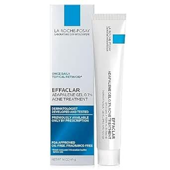 La Roche-Posay Effaclar Adapalene Gel 0.1% Acne Treatment, Prescription-Strength Topical Retinoid Cream For Face, Helps Clear and Prevent Acne and Clogged Pores