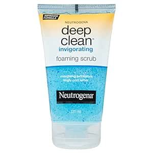 Neutrogena Deep Clean Invigorating Foaming Facial Scrub with Glycerin, Cooling & Exfoliating Gel Face Wash to Remove Dirt, Oil & Makeup, 4.2 fl. oz