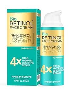 PENEBELLA Bakuchiol Face Moisturizer - Anti-aging Retinol Alternative - Moisturizing & Hydrating Booster - Wrinkle Cream for Face & Neck - Hyaluronic Acid Cream - Vitamin C, E, F, Natural Oils