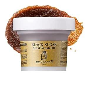 SKIN FOOD Black Sugar Mask Wash Off 4.05 fl. oz.(120g) - Black Sugar Scrub - Sugar Face Scrub to Hydrate and Nourish the Skin - Exfoliating Sugar Scrub - Facial Mask Wash Off Sugar Scrub