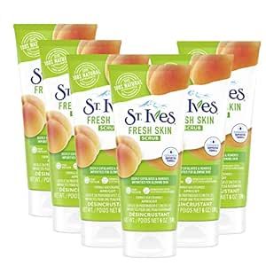 St. Ives Fresh Skin Face Scrub Deeply Exfoliates for Smooth, Glowing Skin Apricot Dermatologist Tested, Made with 100% Natural Exfoliants 6 oz, pack of 6