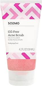 Amazon Brand - Solimo Oil-free Pink Grapefruit Facial Scrub, 2% Salicylic Acid Acne Medication, Dermatologist Tested, 4.2 Fluid Ounce